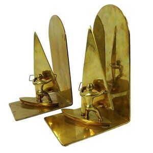 Vintage Brass Bookends Nautical Beach Windsailing